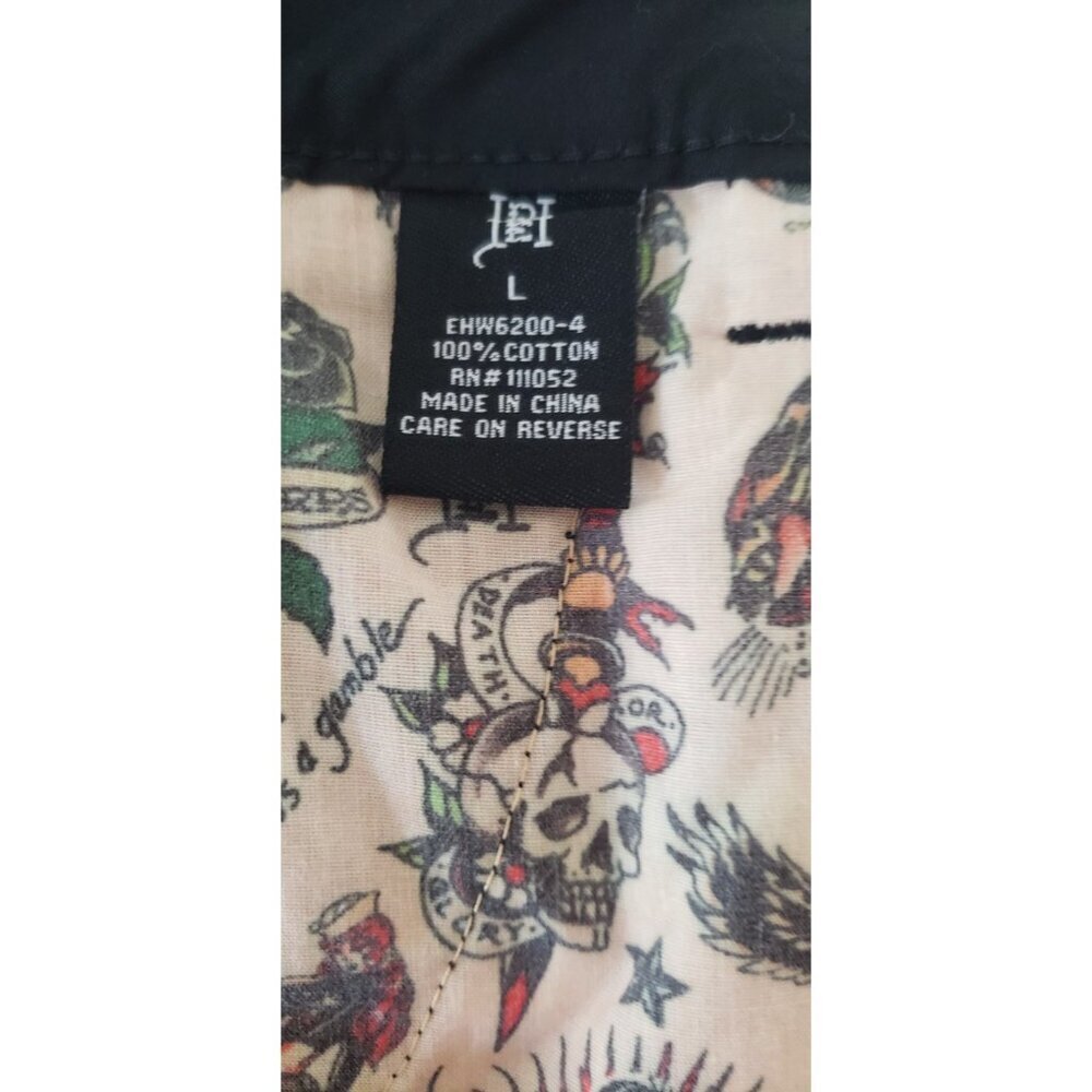 NWT ED HARDY WOMEN'S LKS SKULL SKIRT BLACK POPLIN LARGE - Picture 7 of 7